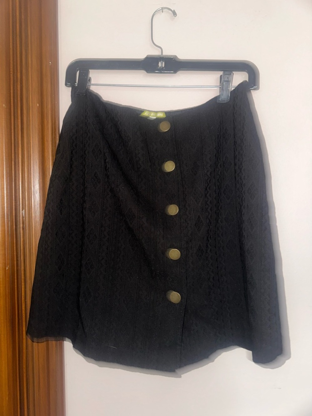 Gianni Bini Black A-Line Button-Front Skirt